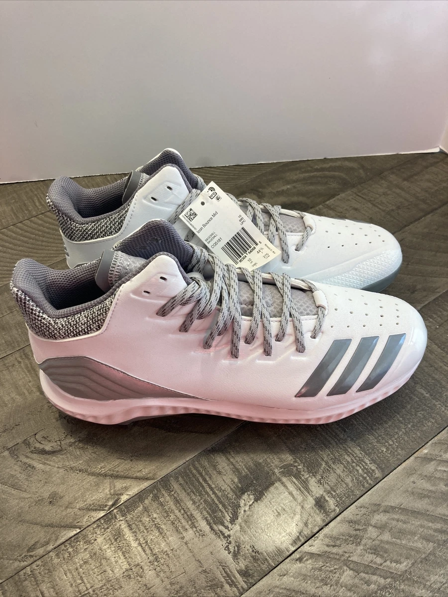 Adidas Men s Icon Bounce Low Top Lace Up Baseball White Grey
