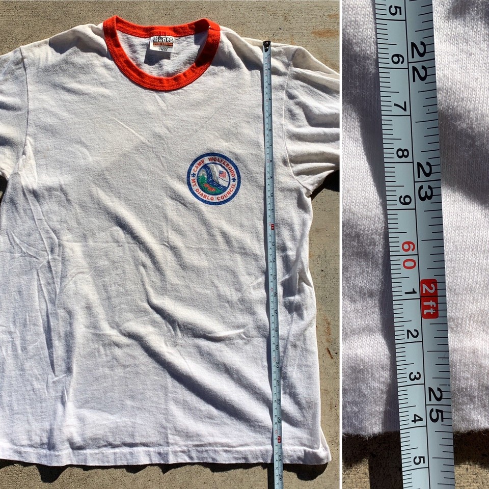 Vintage Camp Wolfeboro Mt Diablo Council Ringer Tee Boy Scouts BSA T