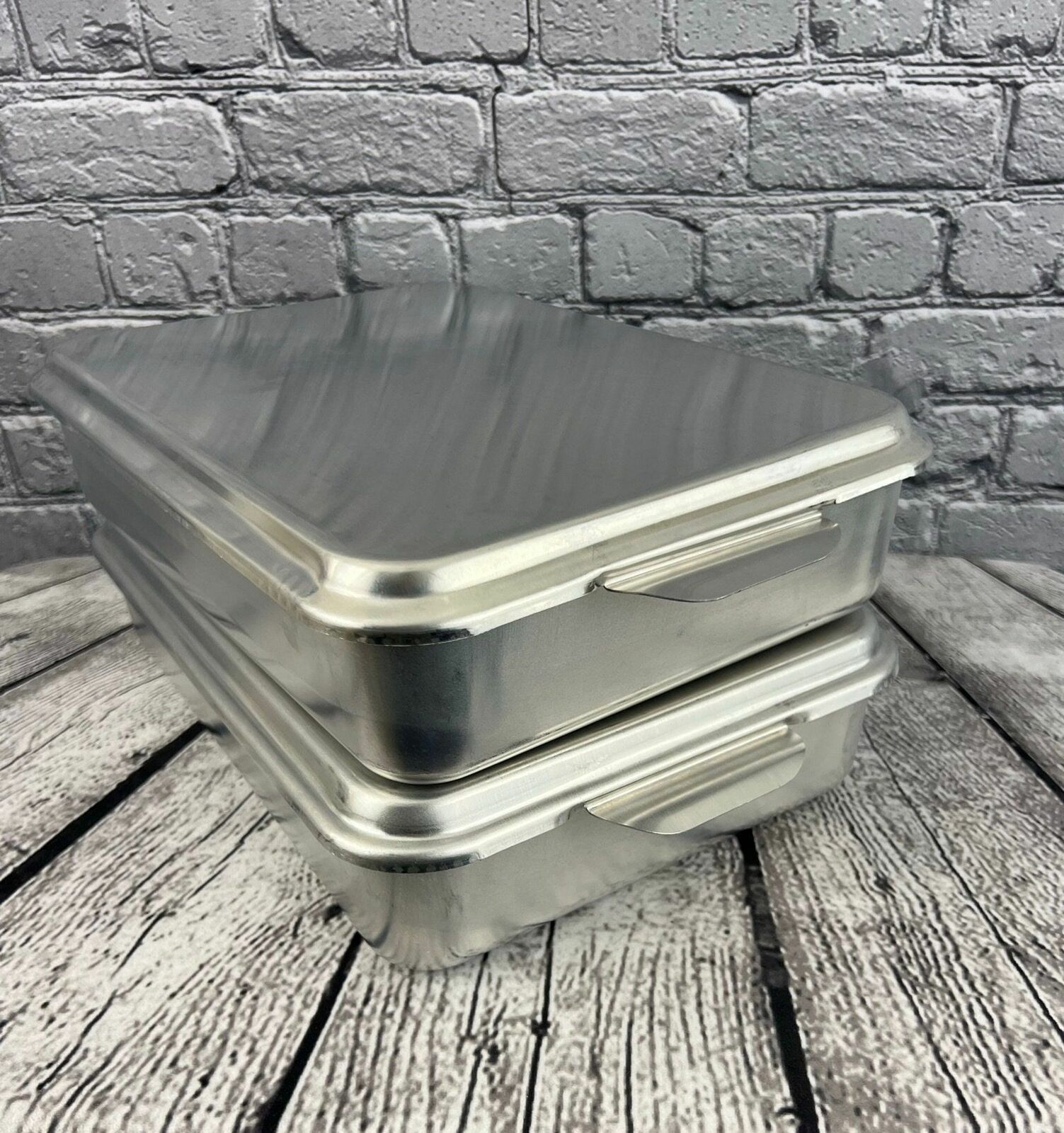 2 Vintage Foley Aluminum Cake Pan with Snap On Lid  13