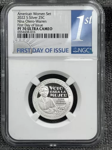 2022 S American Women Nina Otero-Warren Silver Proof Quarter NGC PF70 FDOI