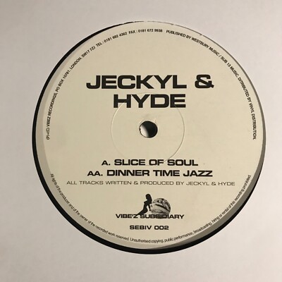 Jeckyl & Hyde - Slice Of Soul / Dinner Time Jazz 12  Drum & Bass Vinyl 1997 D&B