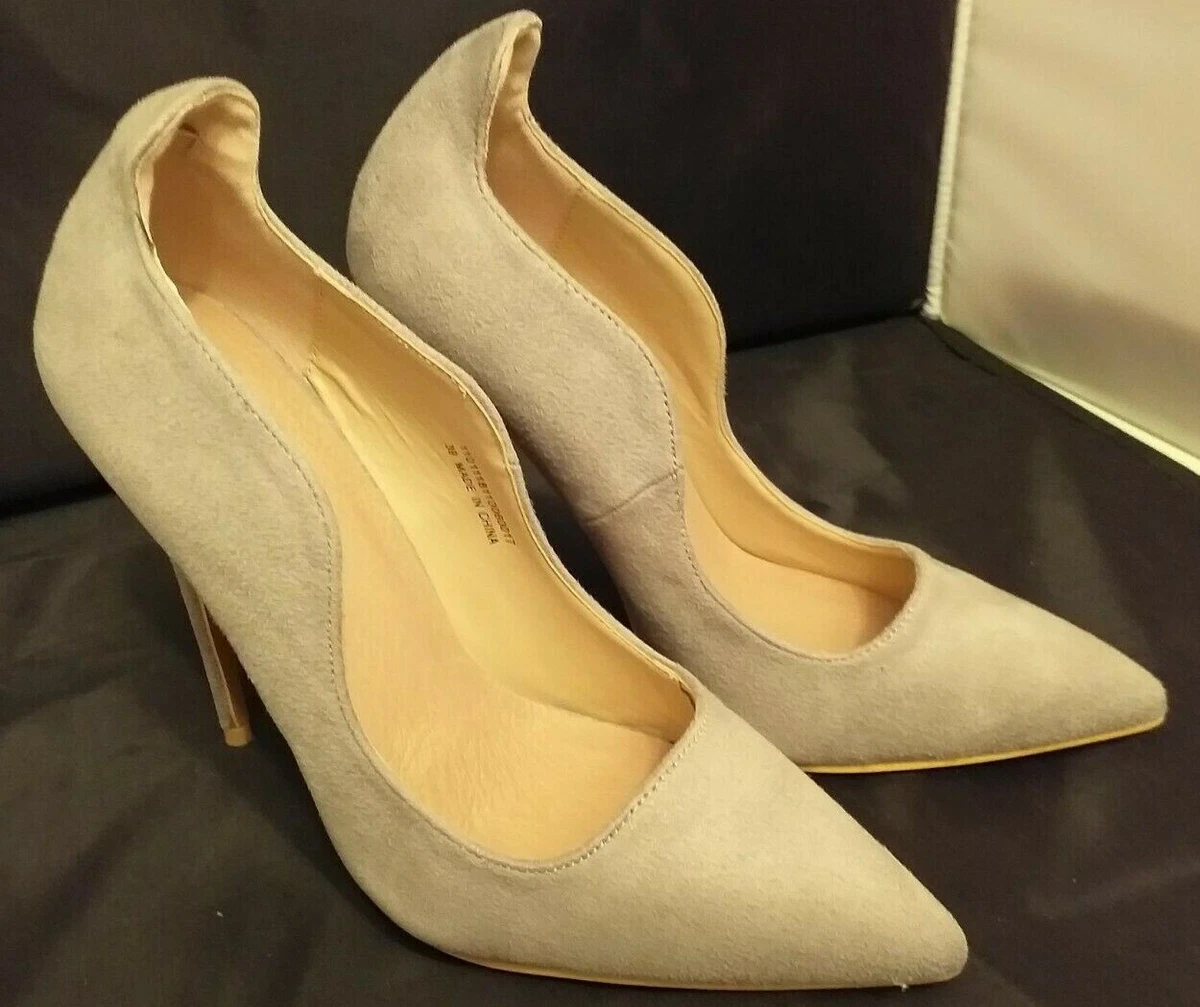 Lost Ink Shoes Light Grey Suede Tiff Curved Cut Stilettos UK 6 EU 39 RRP 36