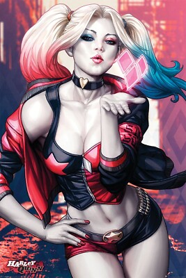 Harley Quinn Kiss Poster 24x36'' 61x91,5cm DC Comics Batman Film Wandbild