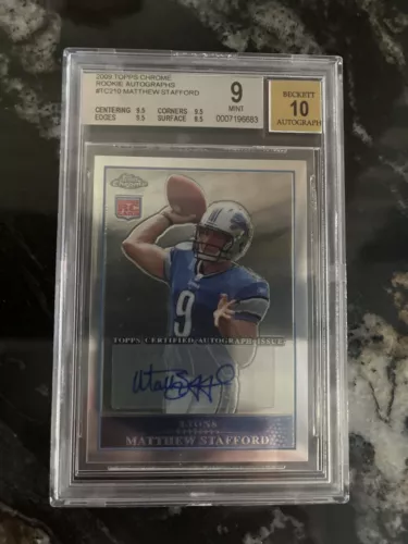 2009 TOPPS CHROME MATTHEW STAFFORD ROOKIE AUTO BGS 9 WITH 10 AUTO!