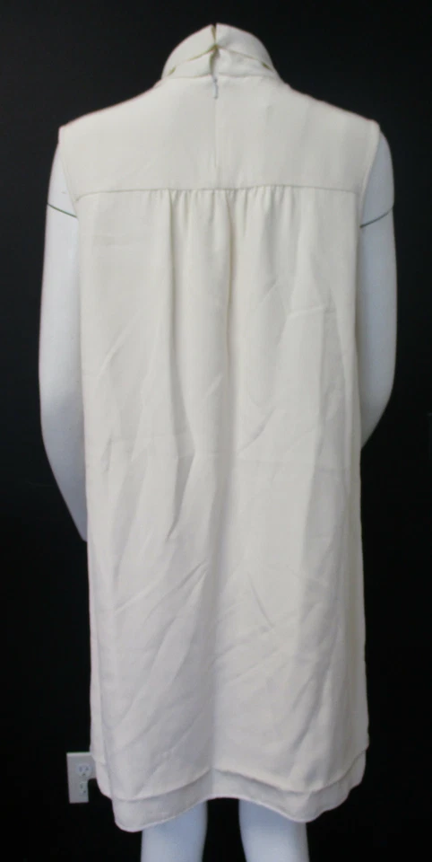 OSCAR DE LA RENTA 100% seda crema vestido recto sin mangas talla 12 Foto 3 de 4