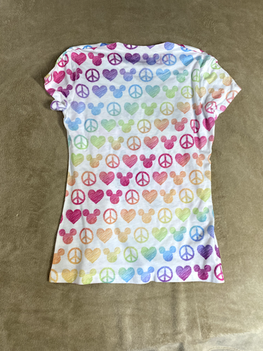 Disney Parks T shirt Womens Medium Rainbow Peace Hears Mickey Graphic - Picture 4 of 10