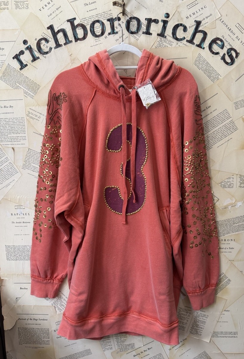 Free People Sparkle Daze Kango Hoodie Embellished We The Free Red