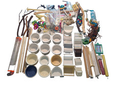 Large Lot Of Bird Accessories-Feeder Cups-Toys-Perches-And Much More-Free Ship.