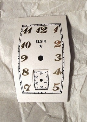 Elgin 15/0s Watch Dial Raised Gold Numbers Curved Sunk Seconds NOS