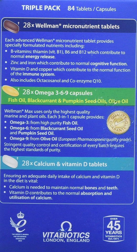 Vitabiotics Wellman Max 84 Tablets/Capsules eBay