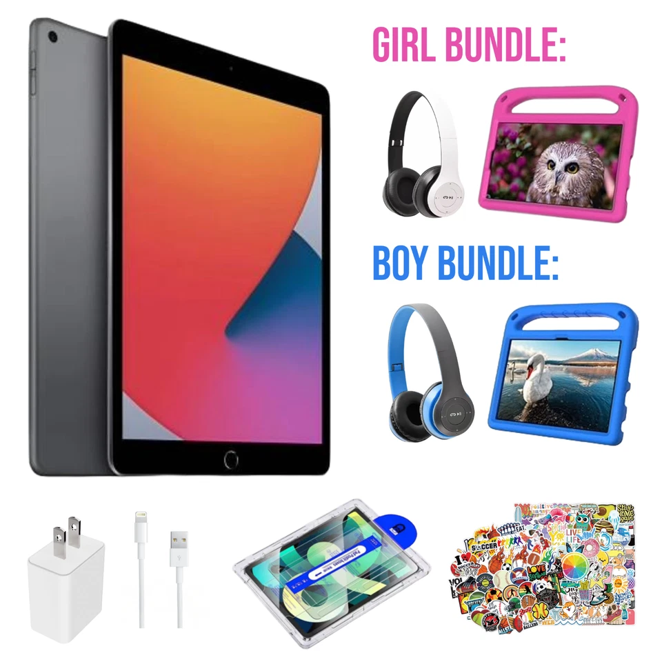 Apple iPad 7 (7. Gen) 10,2" 32GB Space Grau (Wi-Fi) - KINDER BUNDLE - GARANTIE