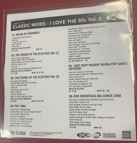 DMC Classic Mixes I Love The 80s Vol 2 (CLASS6) - CD For DJ Use - Picture 2 of 2