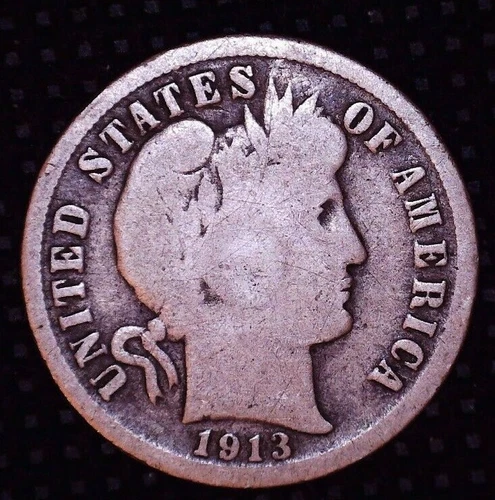 1913-P Barber Silver Dime 10(C) Philadelphia Mint #052