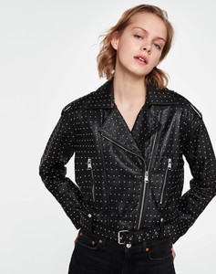 leather studded biker jacket