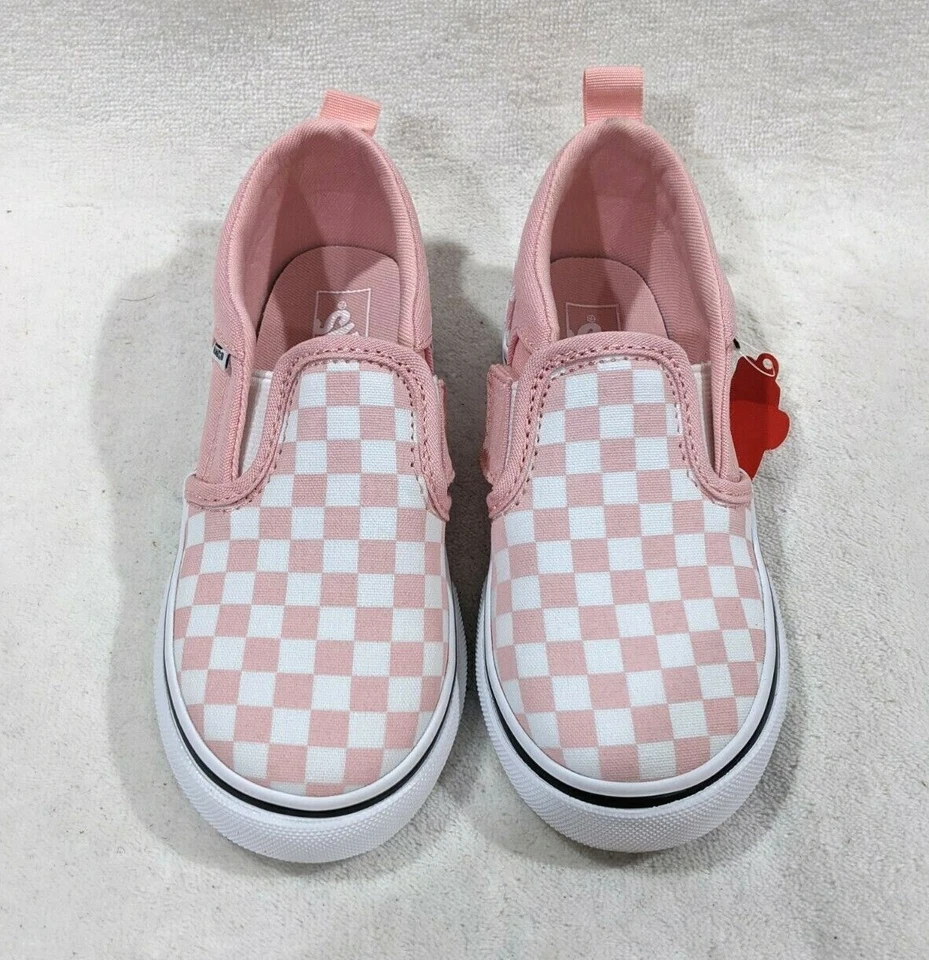 Zapatos de skate Vans Asher V rosa/blanco a cuadros para niñas pequeñas - talla 10 nuevos con caja Foto 3 de 4