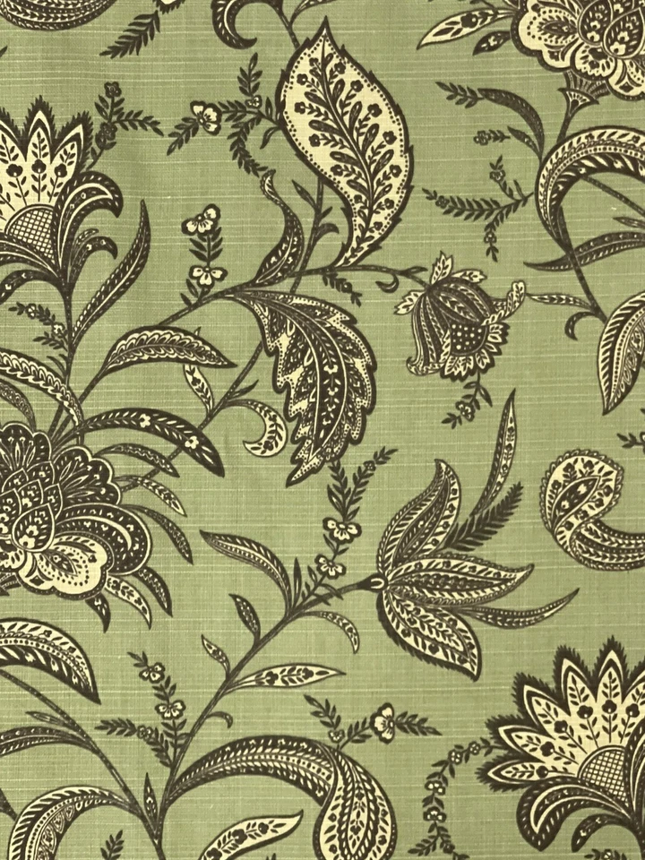4 Yardas Waverly Sun N Sombra Verde Crema Marrón Taupe Grande Estampado Jacobino Paisley Foto 3 de 4