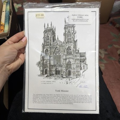 York Minster Andrew Gilmour Lithographie Petersdom Kirche SIGNIERT+VERSIEGELT