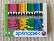 New and Sealed Springbok 500 Pc Jigsaw Puzzle PENCIL PUSHERS Crayon Multicolors