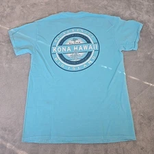 Kona Hawaii Shirt Mens Medium Graphic Logo Mint Green Cotton Casual Beachwear