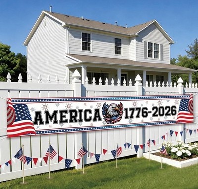 250 Anniversary USA Banner 118X 20 Inches America Eagle Flag Patriotic Decor Ame