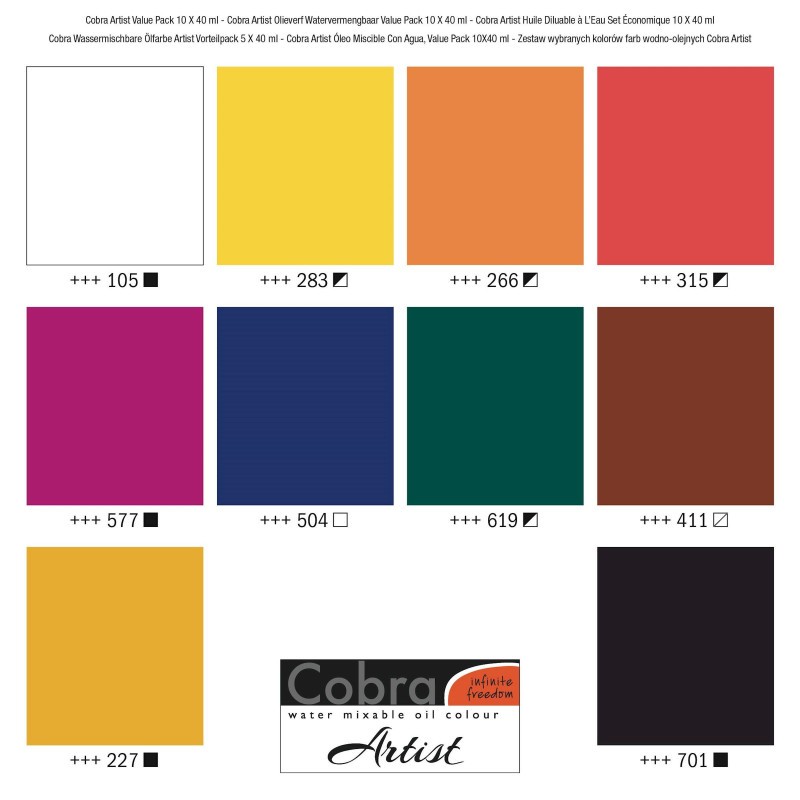 Peinture à l'huile Cobra Artist Royal Talens : peindre à l'huile sans solvant coffret 10 tubes