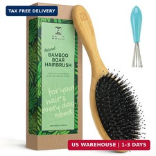 Natural Boar Bristle Hair Brush for All Hair Types Oval, Dry and Wet 