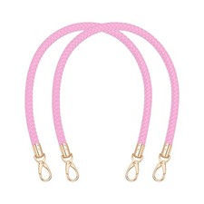 2pcs Braided Purse Straps 60cm / 23.6" PU Leather Handbag Handles, Pink