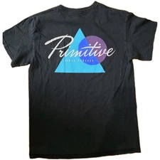 PRIMITIVE Apparel T Shirt Men Medium Black Blue Floral Skate Board Graphic Tee