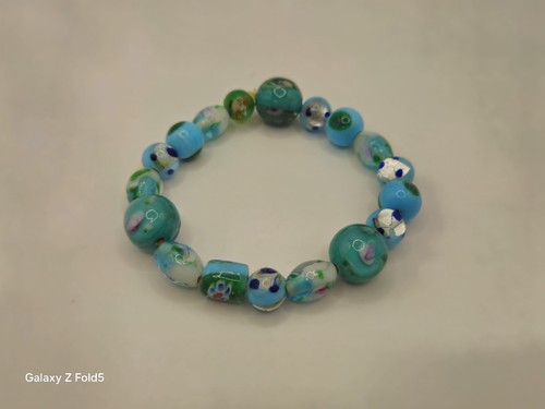 Handmade Turquoise Style Lampwork Glass Bead Bracelet | Boho Gift Jewellery - Picture 5 of 7