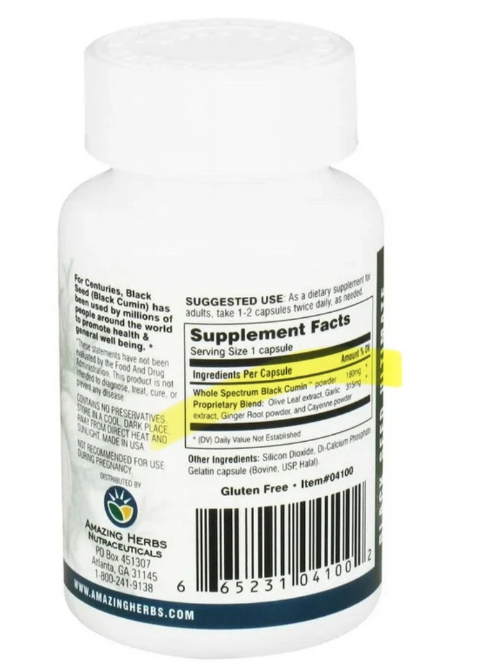 Paquete de 4 increíbles hierbas semillas negras Ultimate Defense Formula 100 tapas Foto 3 de 4