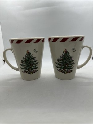 Spode Christmas Tree Large Mugs Set/2     5  3/4  Tall X  3 3/4 Diameter