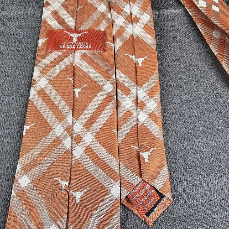 Authentic Apparel WE ARE TEXAS  Longhorn Neck Tie Orange Gray Tie - Image 3 of 4
