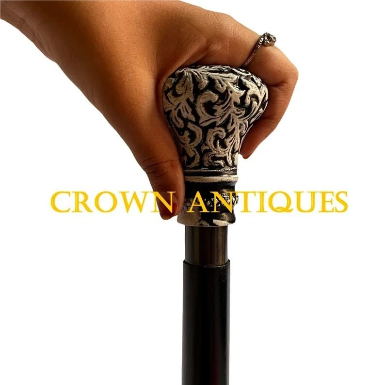 37'' Solid Brass Engraved Head Handle Victorian S… - image 2