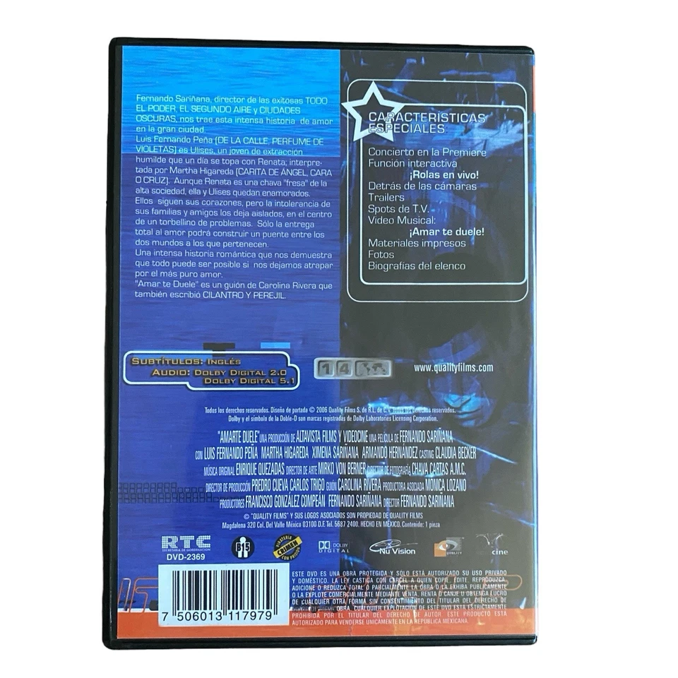 Amar te duele DVD 2006 Like New Condition RARE Spanish Foreign - Image 2 of 4