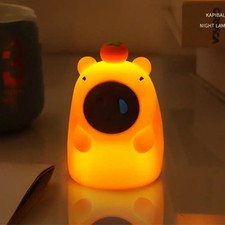 Cute Capybara Night Light Silicone LED Lamp Rechargeable Touch Sensor Kids Gift