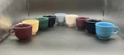Fiesta Pottery Tea Cups Set Of Nine Cool Toned Purple Blue Green Ceramic Vintage