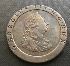 1797 KING GEORGE lll COPPER CARTWHEEL PENNY - OVER 200 yrs OLD ENGLISH ANTIQUE 9
