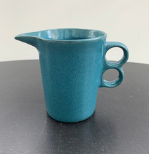 Vintage Bennington Vermont Potters Trigger Creamer Blue 1394 Double Handle 1960s