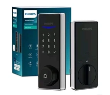 Satin Nickel Wi-Fi Enabled Smart Deadbolt w Palm Recognition 5000 Series Sealed 