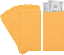 3.5X6.5 Money Envelopes, Brown Kraft 7 Coin Envelopes, Small Parts Envelope wit