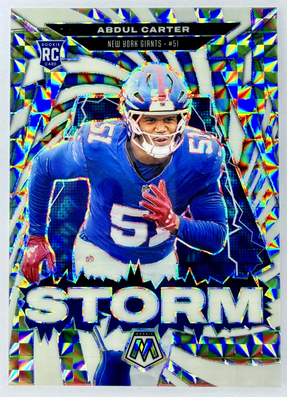 2025 Mosaic Football ABDUL CARTER #8 RC Rookie STORM White Mosaic #/25 - Giants