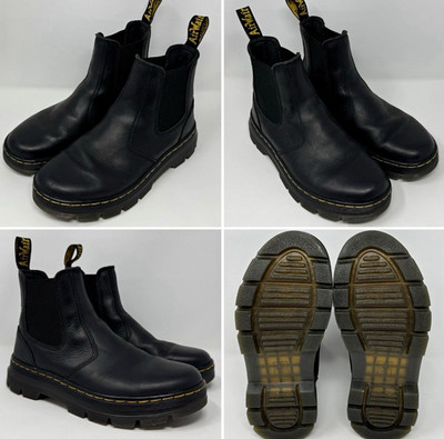 Dr. Martens Black Leather Chelsea Slip-On Ankle Boots Round Toe US 7