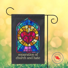 Separation of Church and Hate Garden Flag, Floral Liberal Yard Flag, Progressive