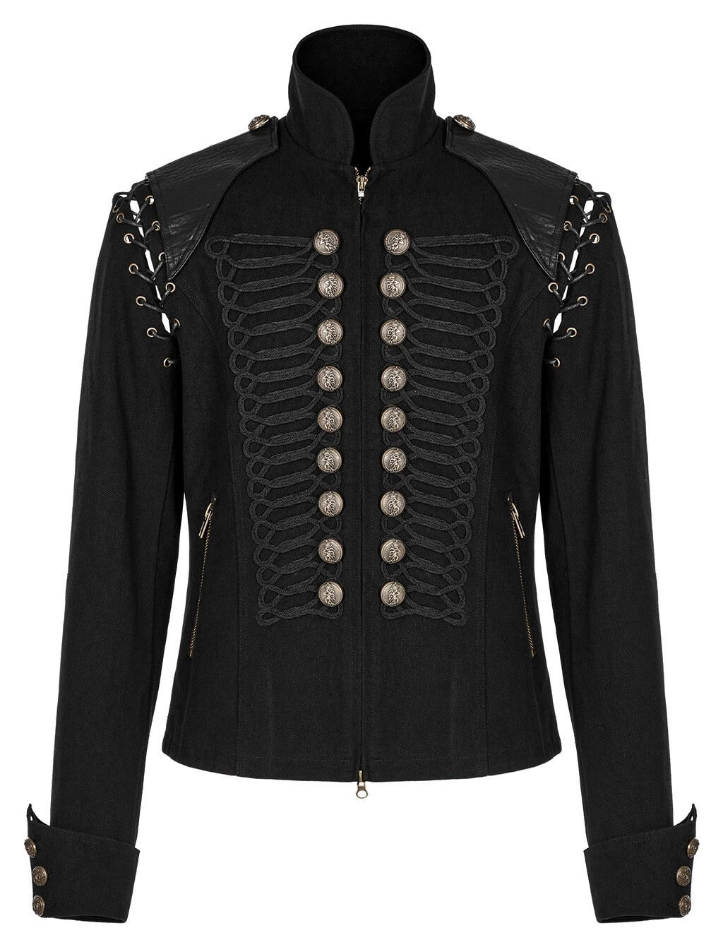 Punk Rave Steampunk Men Black Removable Sleeves Short Jacket Retro Rock Clothing