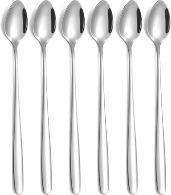 Latte Macchiato Löffel Set, 6-teilig, 19.8 cm lange Griff Eislöffel lang R