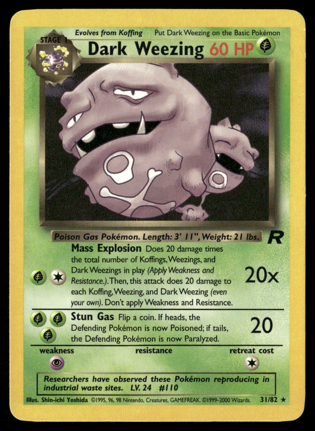 Dark Weezing 31/82 Rare Team Rocket Pokemon LP