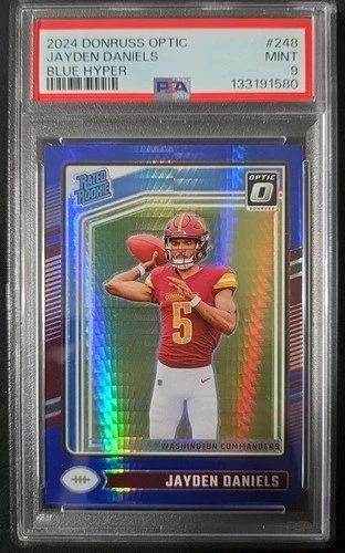 2024 Optic Jayden Daniels Blue Hyper PSA 9