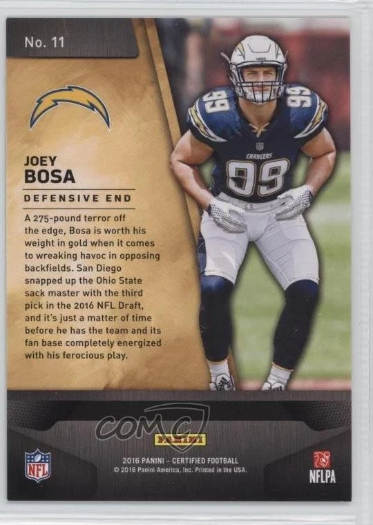 2016 Certified Gold Team Mirror Blue /50 Joey Bosa #11 Rookie RC - Image 2 of 2