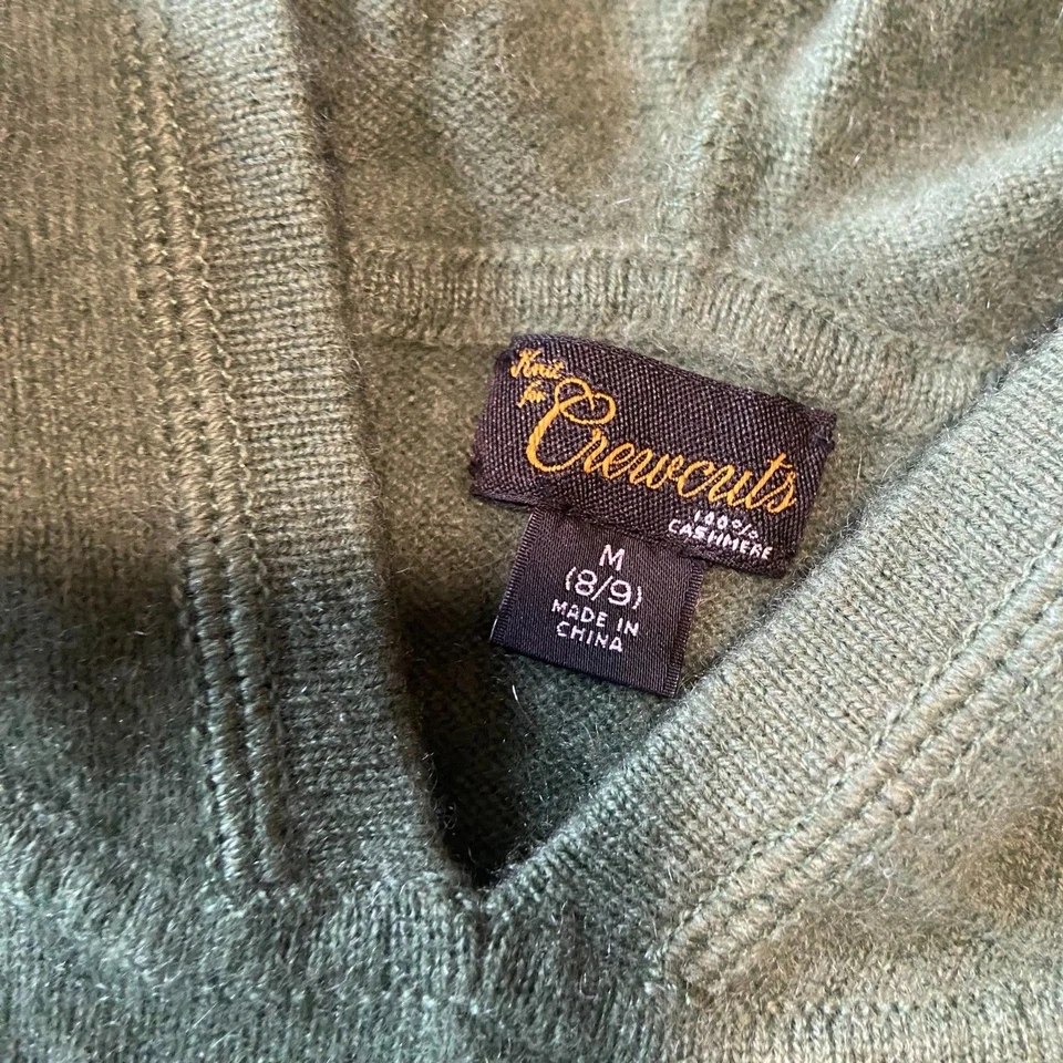 J. CREW Crewcuts Green100% Cashmere Sweater Hooded EUC SOFT M 8/9 - Image 3 of 4