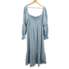 Quince Blue Basic Sleeved Dress L